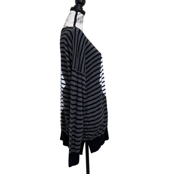 Planet Lauren G Sweater Black Stripe Cotton Modal Peru Women One Size Fits All - Picture 2 of 8